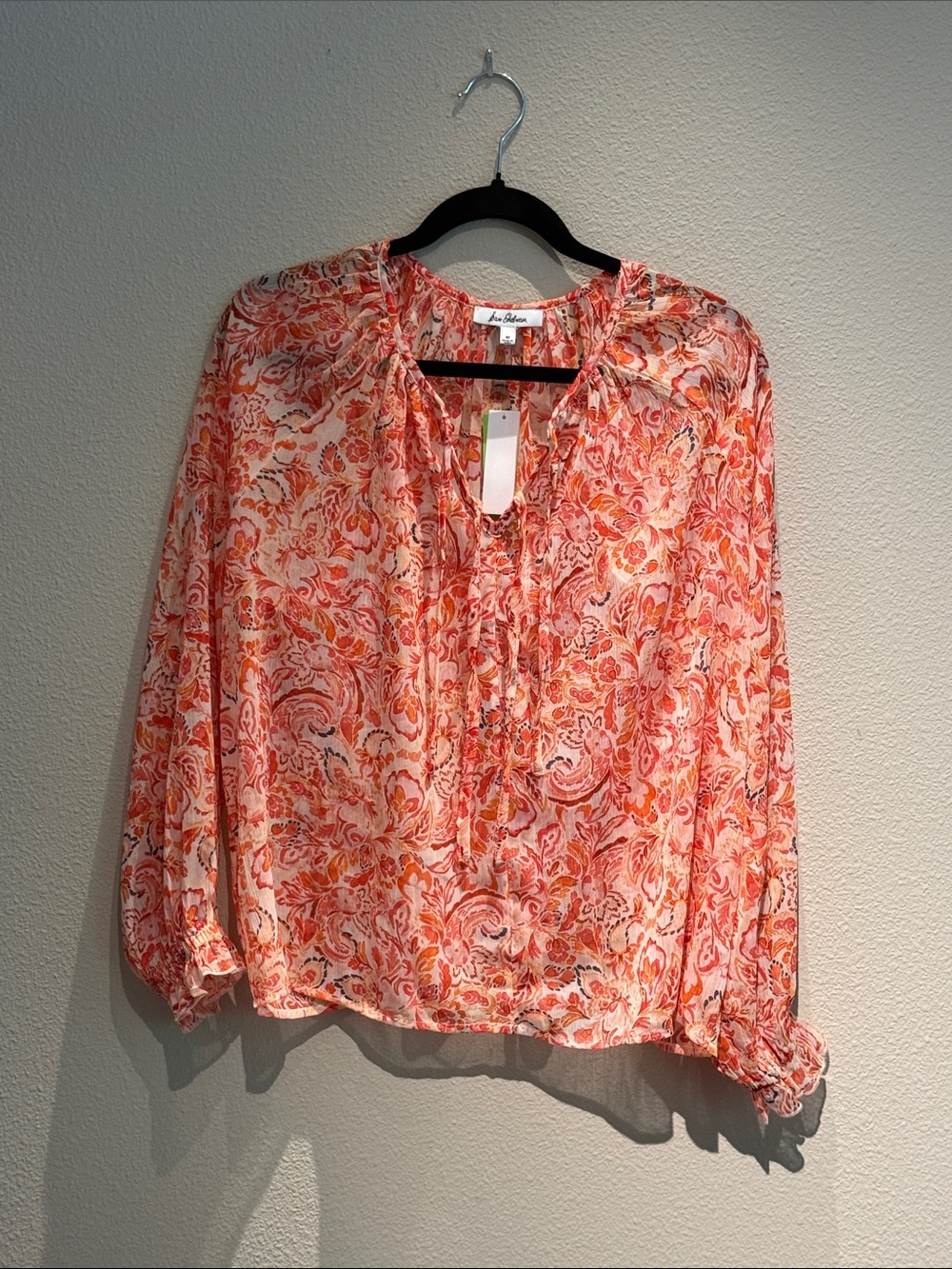 Sam Edelman Coral & Cream Paisley Tie-Front